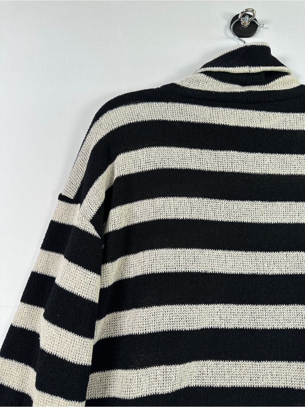 Zara Cream Black Striped Oversized Turtleneck Sweater Size S - Picture 6 of 6